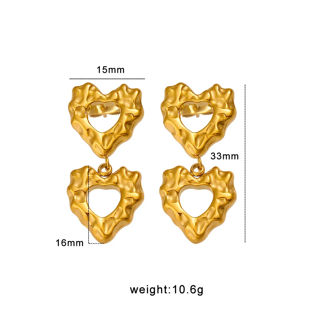Стильные серьги с двойным сердцем OL