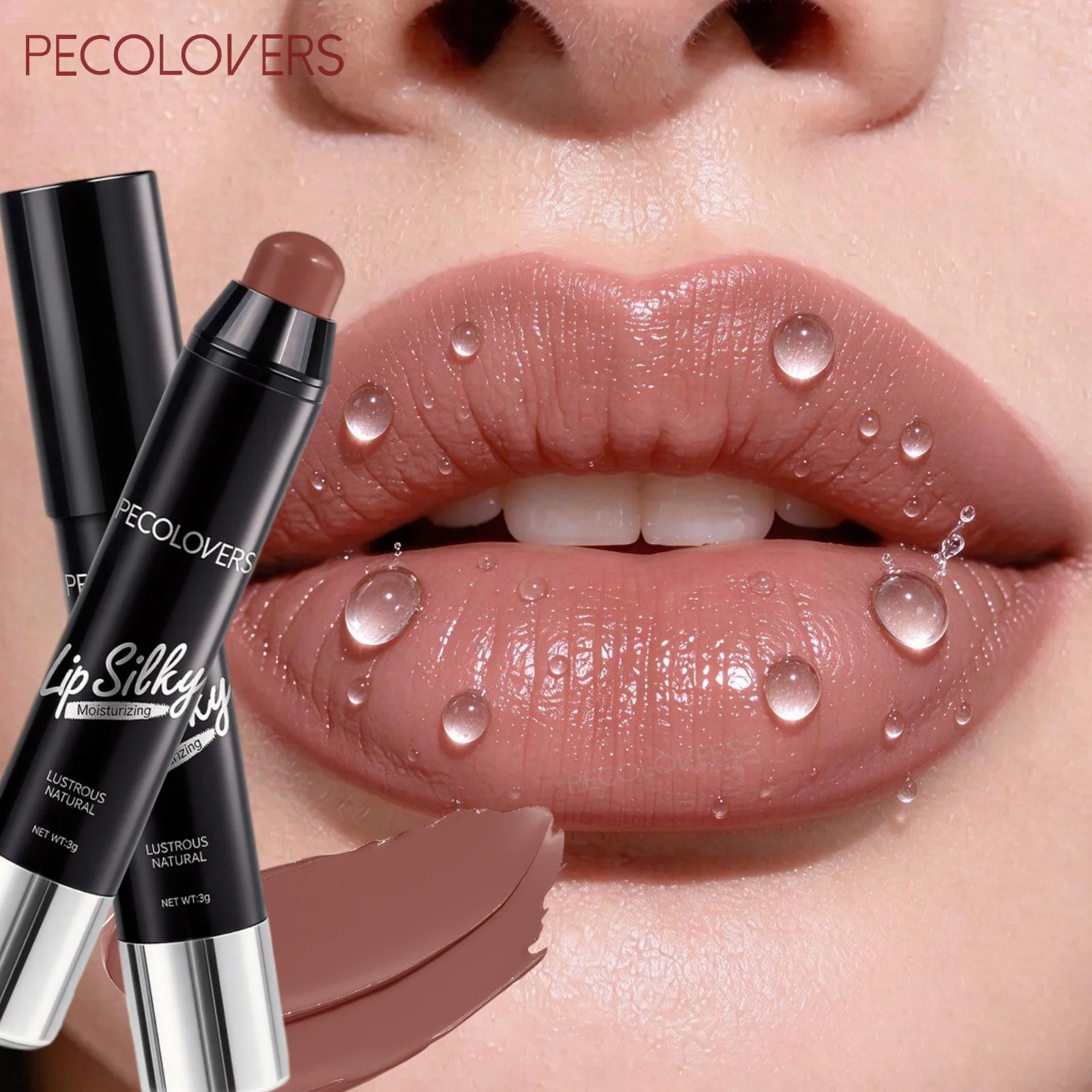 1PC Moisturizing Semi-Matte Lipstick Pen & Lip Balm-Waterproof, Silky Creamy Texture, Hydrating Lip Makeup, Nude Red Brown Shade