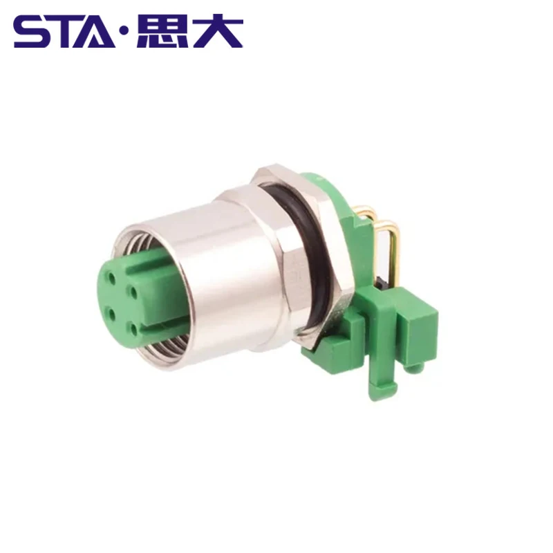 M12 بزاوية نوع ثنائي الفينيل متعدد الكلور 8 دبوس رمز ، إبرة منحنية ، لوحة جبل المقبس ، درع الأرض ، THR 2 ، 3 ، 4 ، 5 ، 6 ، 12 أقطاب ، موصلات IP67 #6