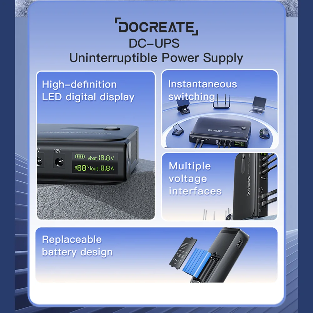 مصدر طاقة UPS رقمي بقدرة 36 وات DC1036L مع شاشة LED ومخرج متعدد الجهد لجهاز التوجيه ومعدات الشبكة #3