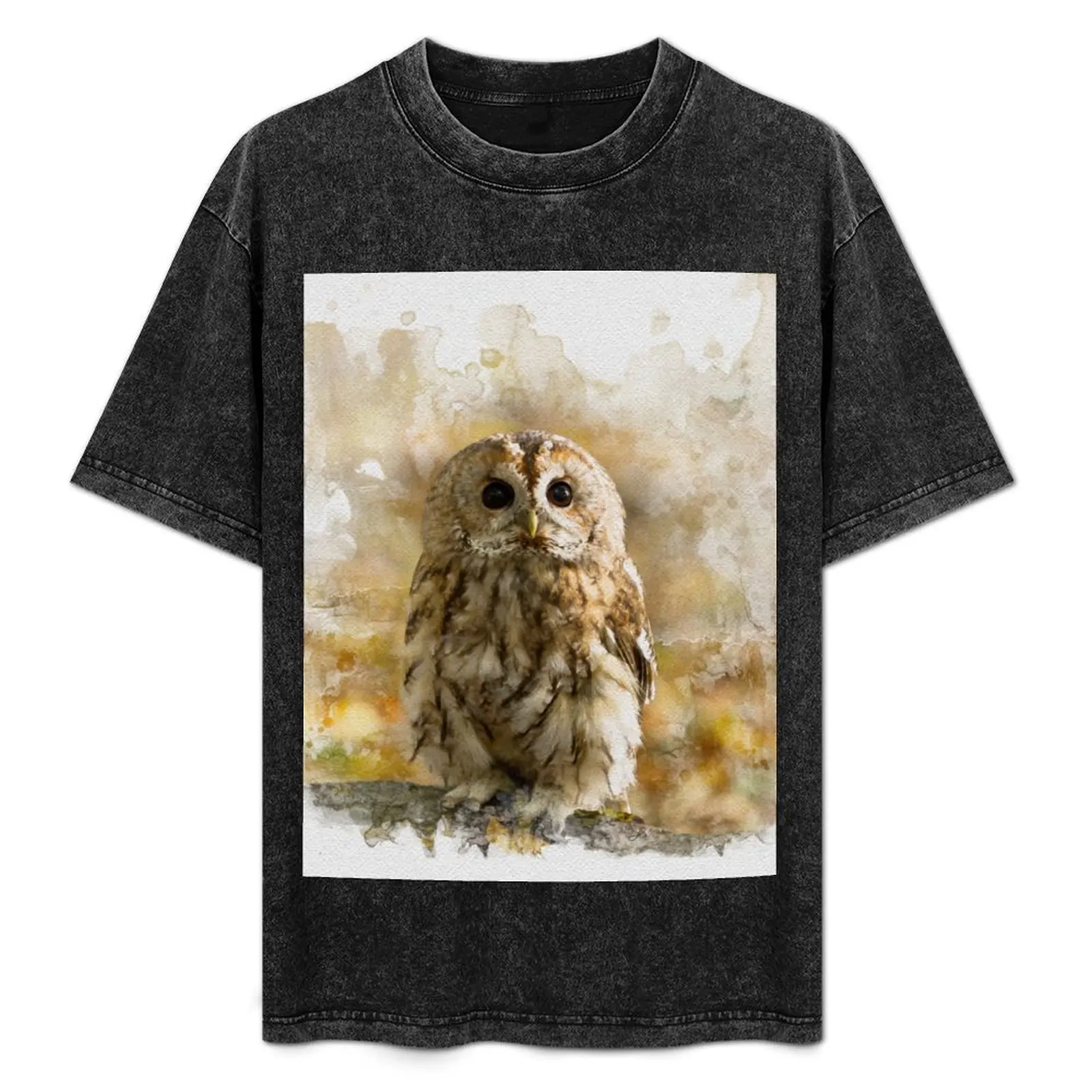 

Tawny Owl Watercolour Photograph. T-Shirt Lightweight Running T-Shirt