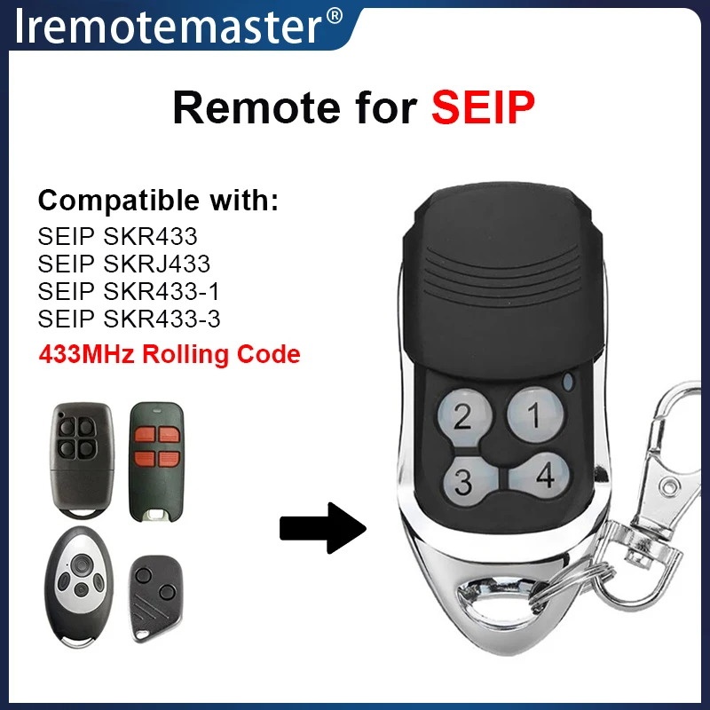 Compatible with SEIP SKR 433-1 433-3 SKRJ433 Garage Door Remote Control  433.92MHz Rolling Code