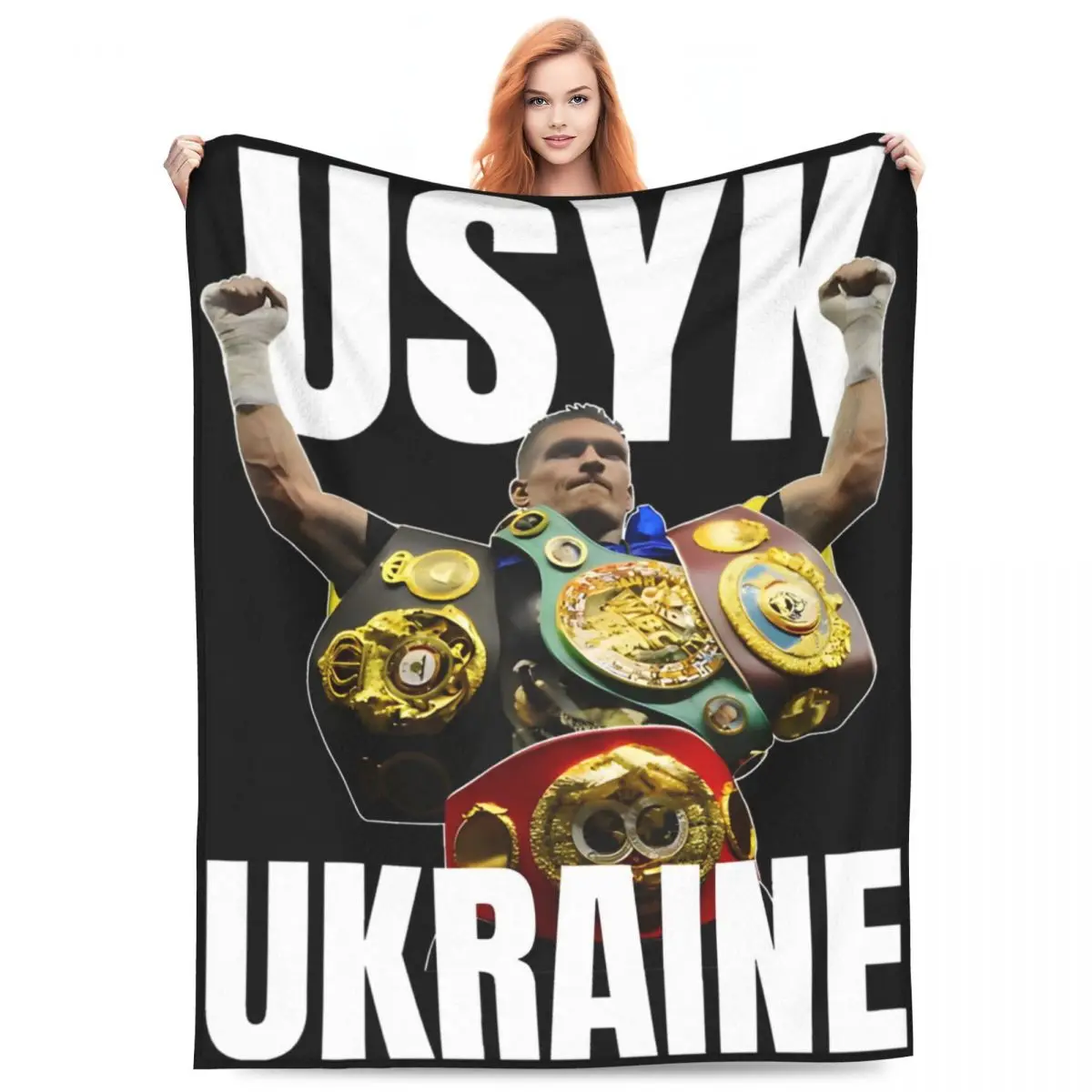 Oleksandr Usyk Boxing King Blanket Flannel Decoration Ukraine Boxer Multifunction Super Soft Throw Blanket for Bed Car Bedspread