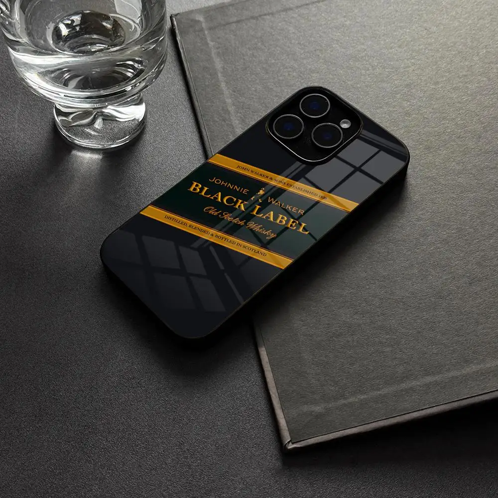 JohnnieS WalkerS Logo Telefon Fall Gehärtetes Glas Für IPhone 16 13 14 12 15 11 Pro Max Plus Mini X XR SE 2020 Coque