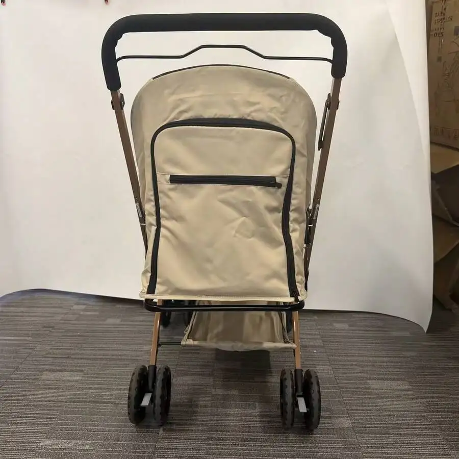 One-Click Folding Pet Travel Stroller, 4 Wheels Lightweight Dog Cat Trolley With Breathable Mesh And Storage Basket For Outdoor