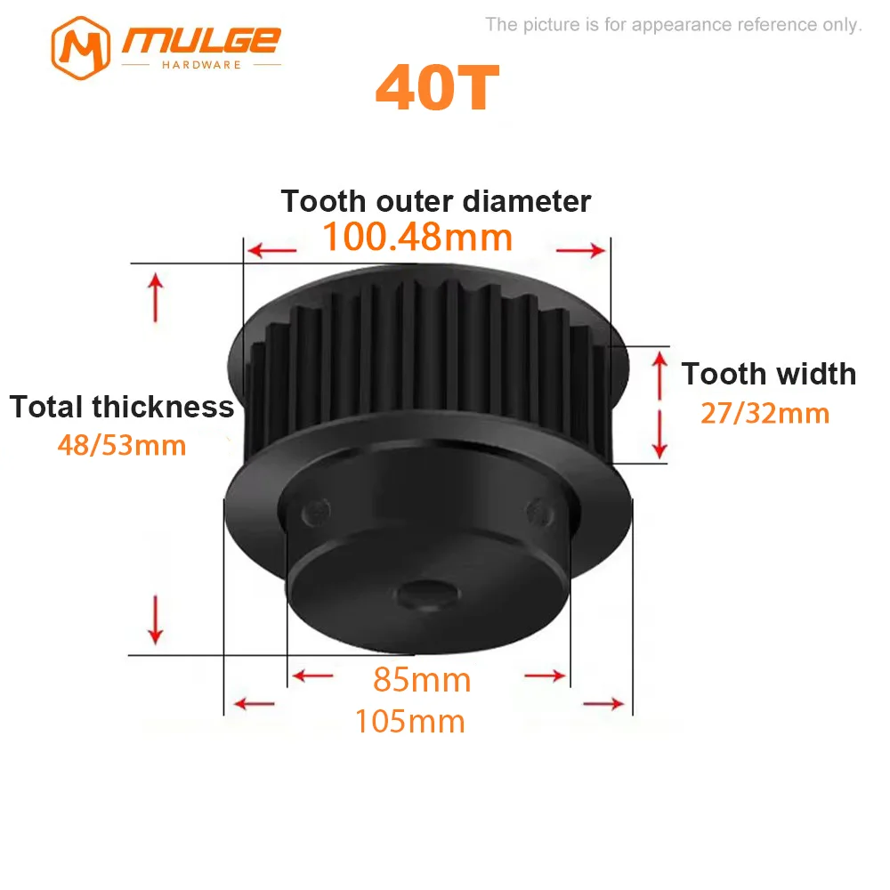 HTD 8M Timing Pulley 40T/44T/48T/50Teeth BF type 45# Steel HTD 8M Synchronous Wheel Bore 10-30mm for Belt Width of 25/30mm