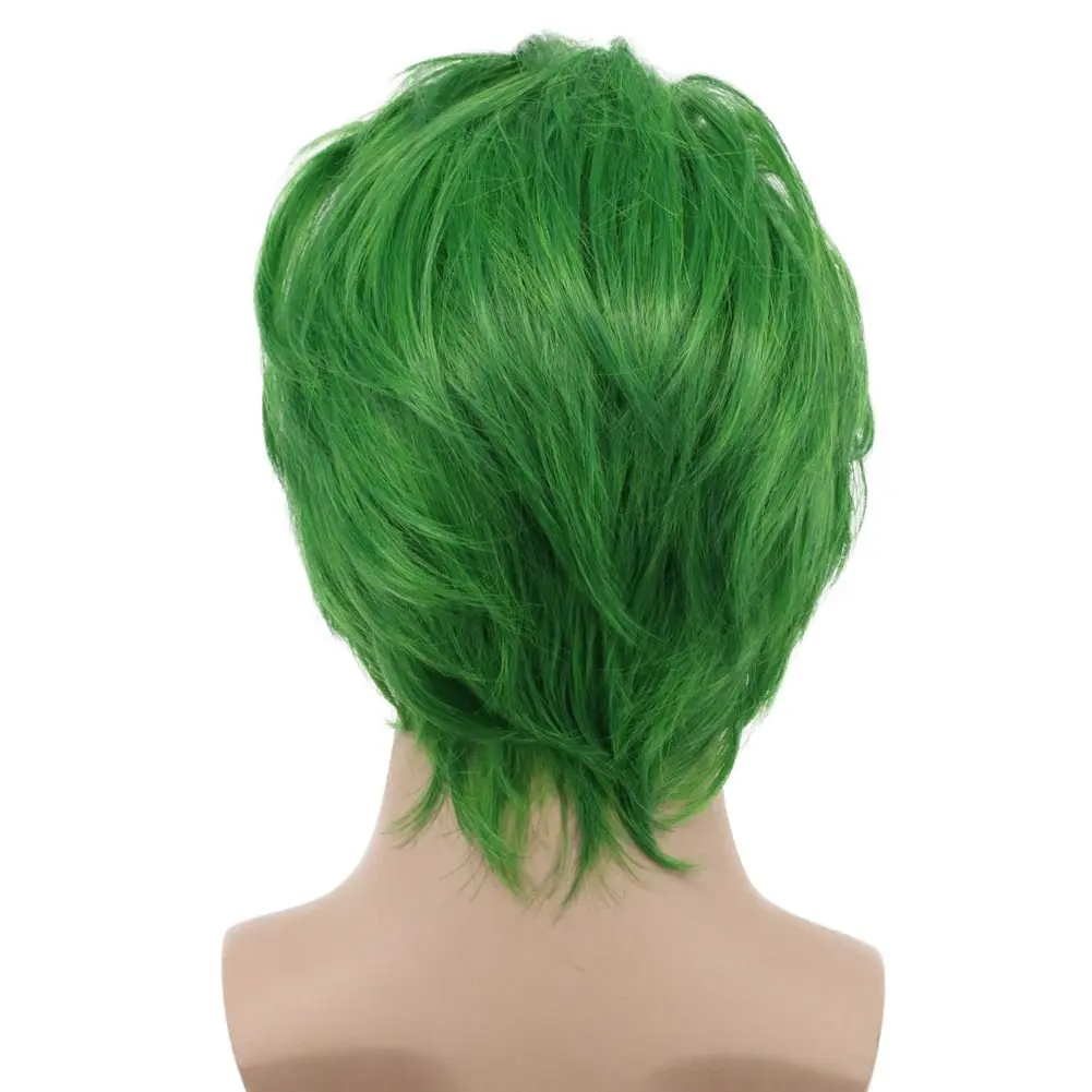 Men Short Straight Green Wig Halloween Cosplay Wig Anime Costume Wig