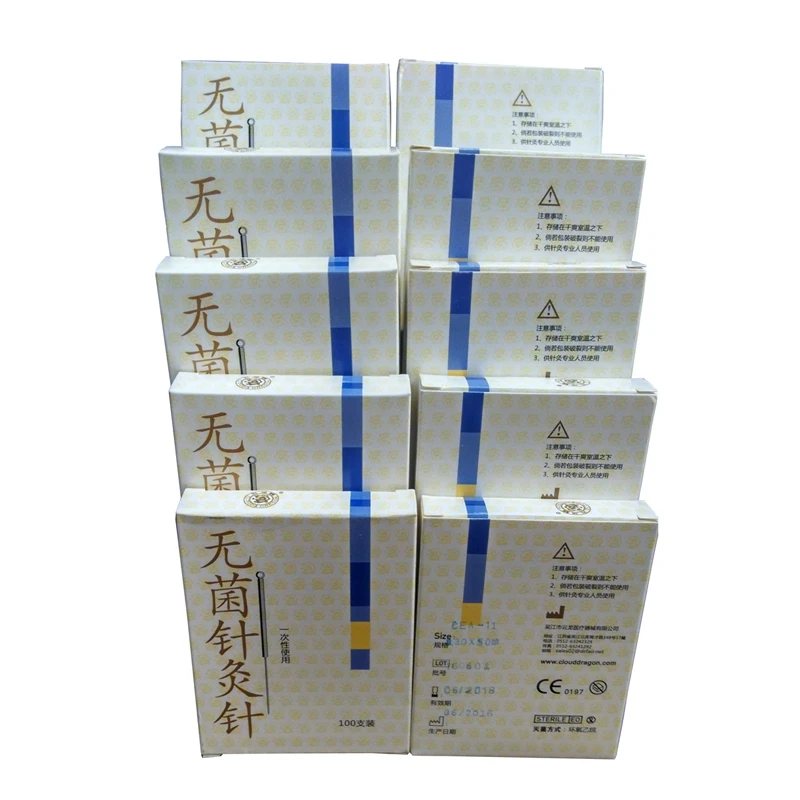 10boxes of 100pcs Cloud Dragon Acupuncture Needles Non-Needle-Tubing sterilization Package Version