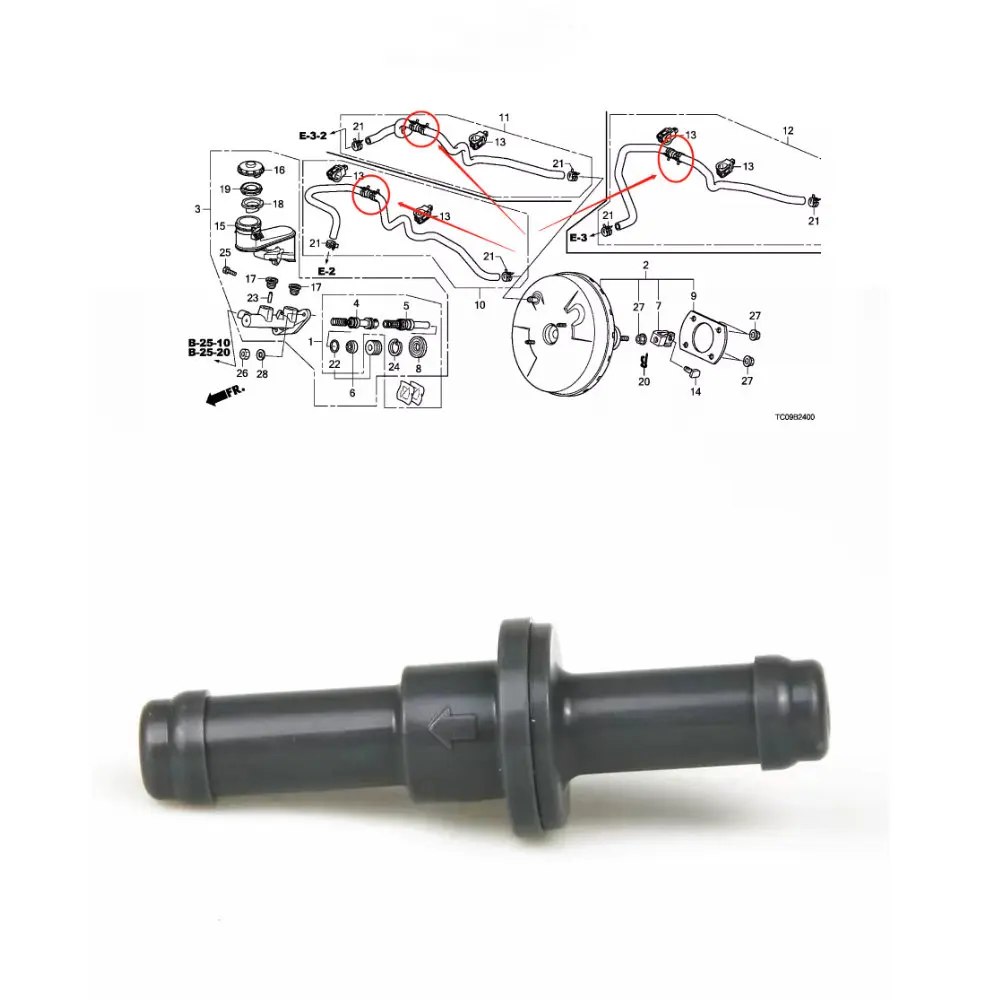 Applicable to Accord civic  Odyssey ELYSION CRV Fit city  Brake vacuum assist tube one-way valve