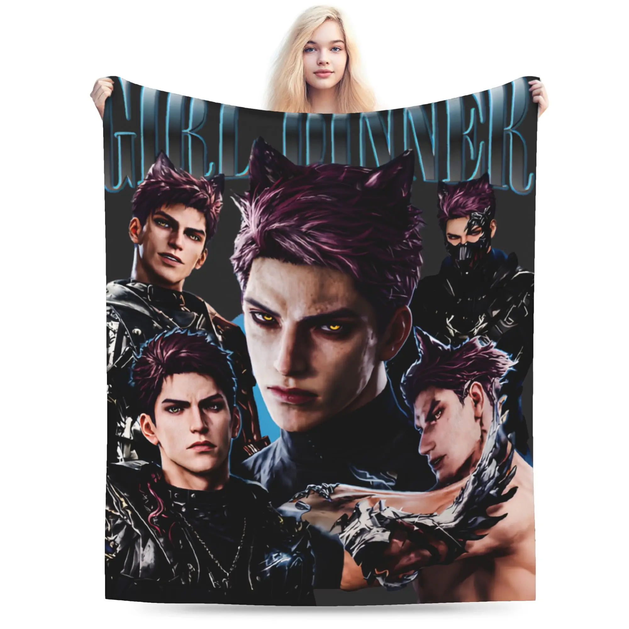 Game V-Valko L-Love and Deepspace Warm Cozy Blanket  Pattern Travel Throw Blanket Living Room Flannel Bedspread Sofa Bed Cover