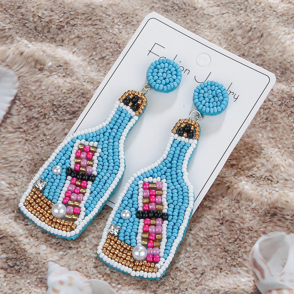 Unique Message in a Bottle Beaded Earrings Handmade Bohemia  Ocean Float Bottle Drop Dangle Earring Perfect for Anniversaries