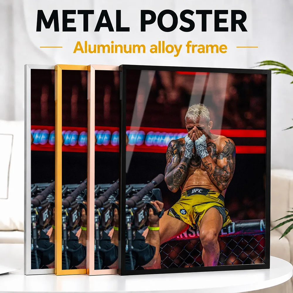 MMA Fighter Charles Oliveira In Distress Framed Aluminum Metal Poster Personalized Photographic Wall Art For Training Studio