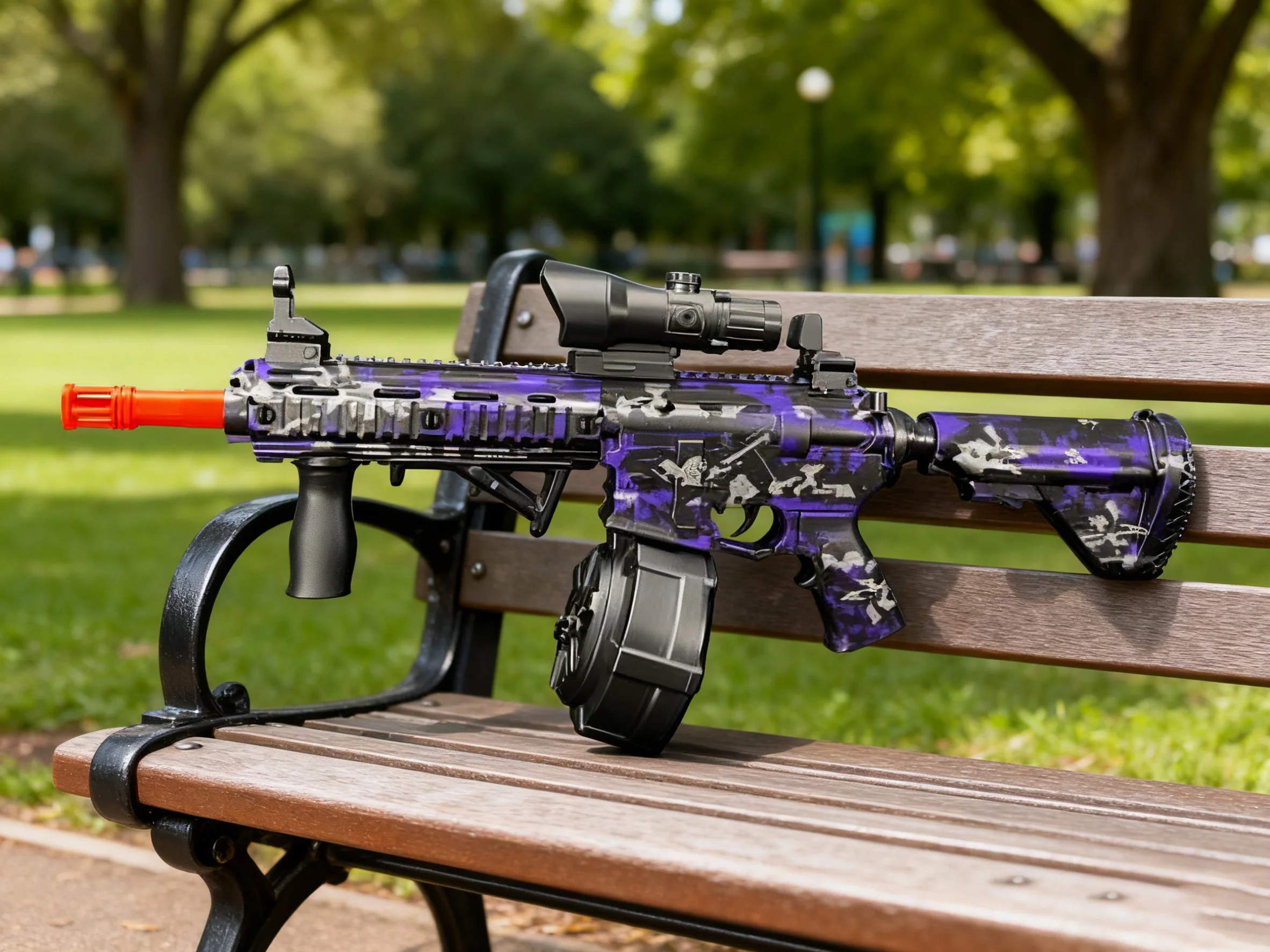 M416 タクティカル アウトドア ジェルブラスター フルオート 電動 ジェルボールブラスター パープルブラック 長距離射程 アウトドアゲーム おもちゃ 銃 ギフト