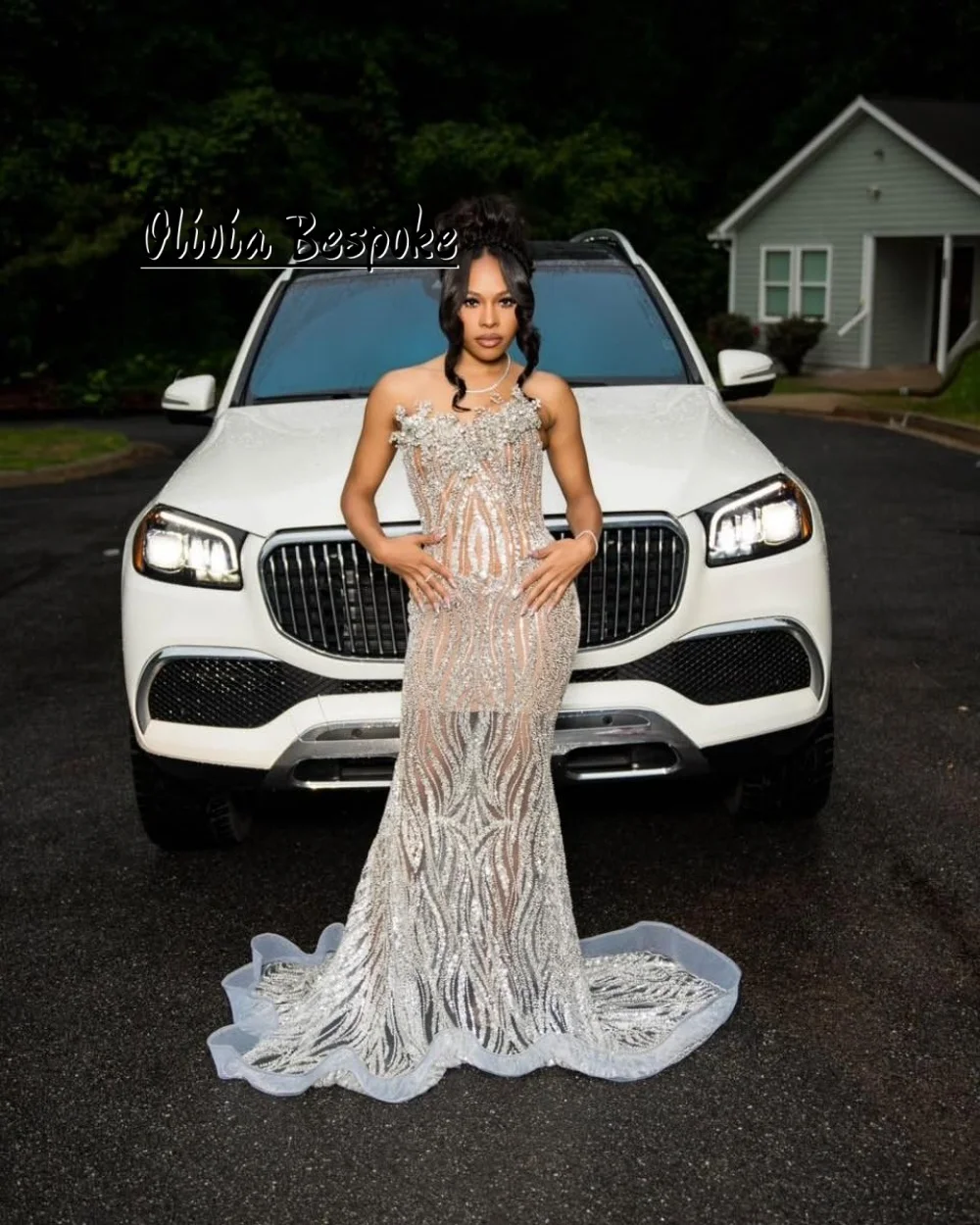 

Elegant Nude Mermaid Evening Dresses See Thru Beading Wedding Reception Gown Birthday Dress Vestidos De Noche Customized