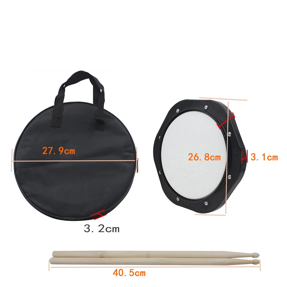 10 Inch Dumb Drum Kits Jazz Drums Beginning Drum Practice Pad Percussion Musical Instrument With ABS Drums Pad Bag Drumstick