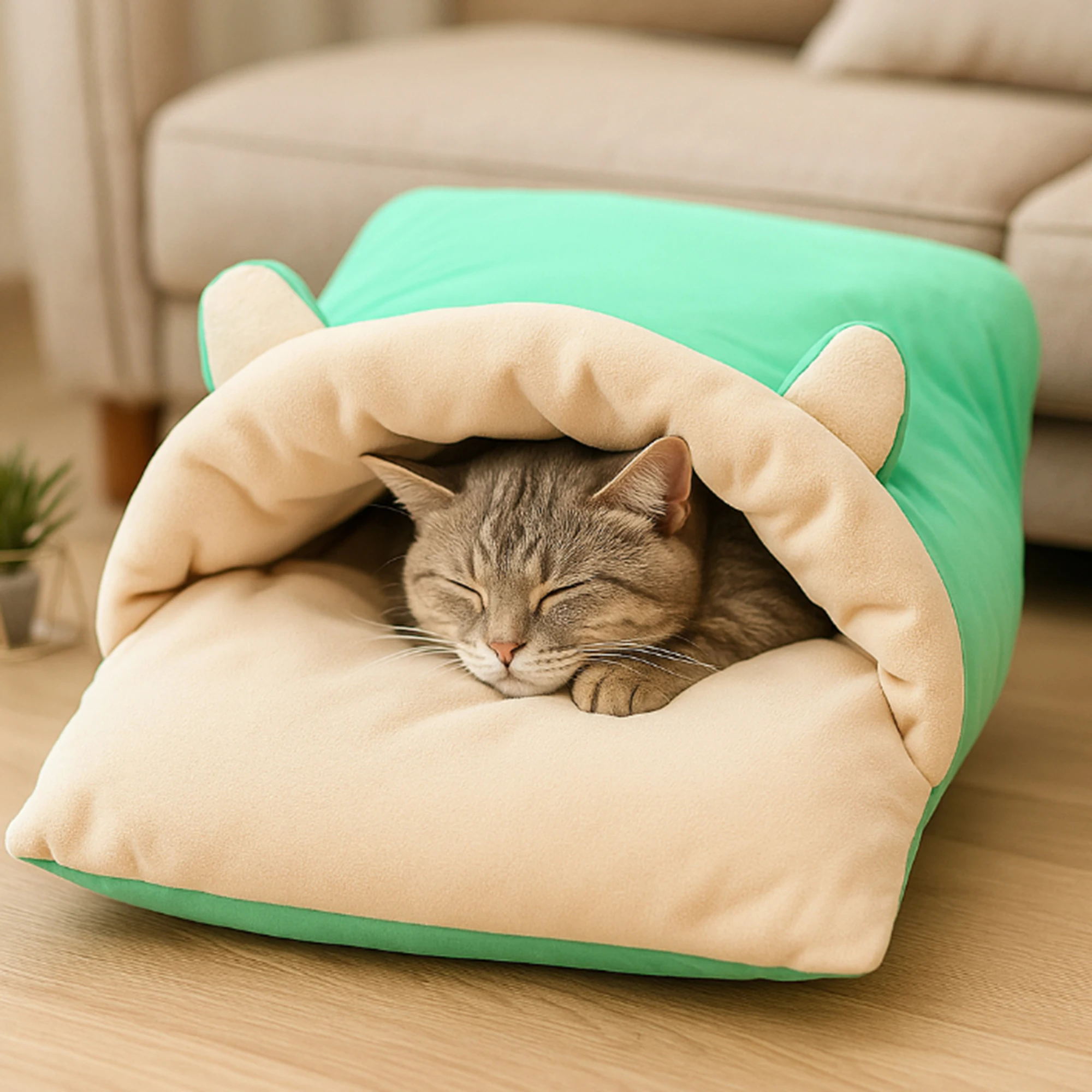 

Cat Bed Sleeping Bag Autumn Winter Keep Warm Pet Cozy Burrow Thickened Fleece Cute Pet Supplies Removable Cleaning