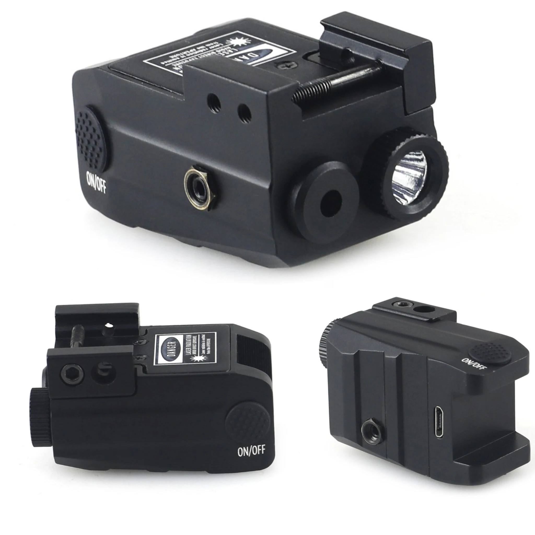 JG25 R+T Compact Tactical LED Light & Red Laser Sight Combo Metal Hunting Flashlight with High Visibility