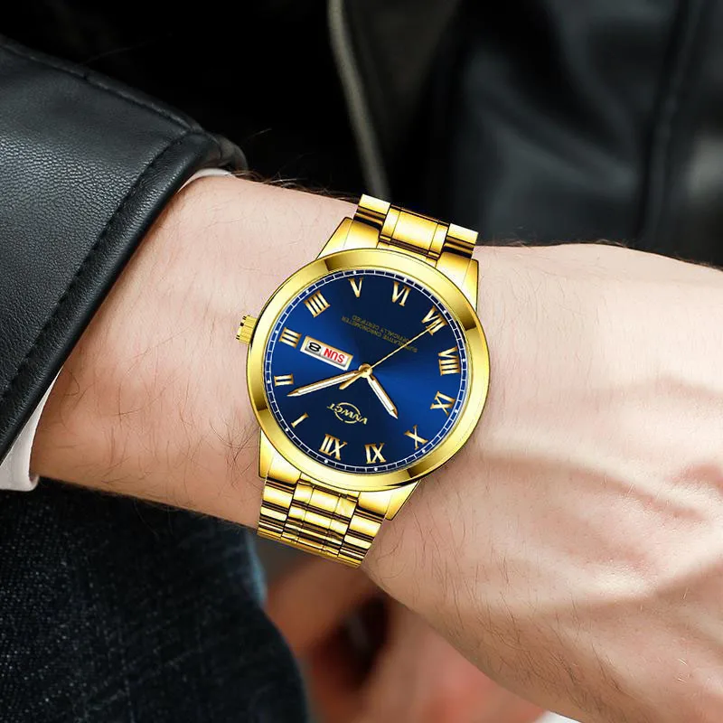 

Top Brand Watch Men Stainless Steel Business Date Clock Waterproof Luminous Watch Men Sport Quartz Wrist Watch Reloj Hombre