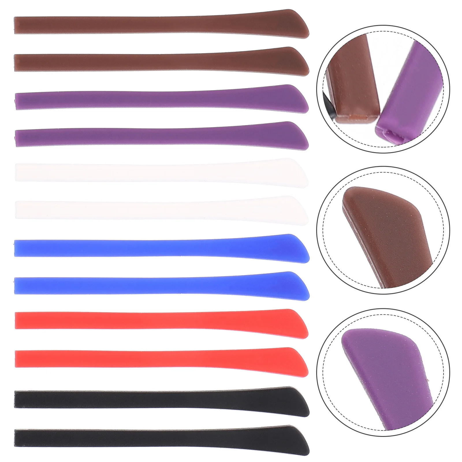 

12Pairs Eyeglasses Leg Cover Silicone Replacement Non-Slip Soft Comfortable Safe Environmentally Friendly Sweat Resistant