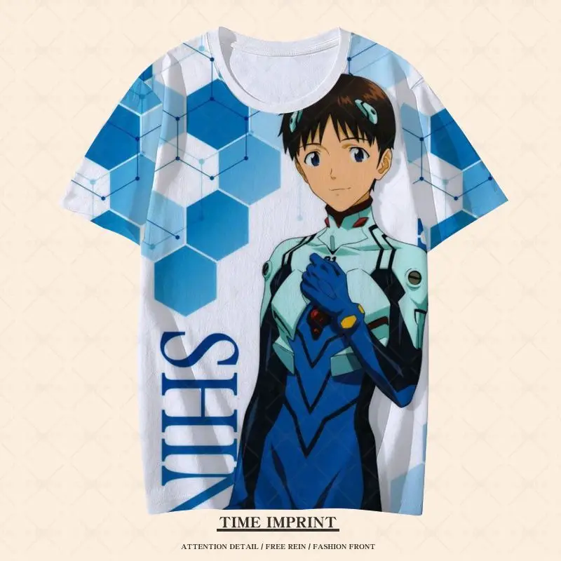 EVA-Anime Neon Genesis Evangelion Asuka camiseta para meninos e meninas, secagem rápida, manga curta, Mari Makinami, top solto, moda