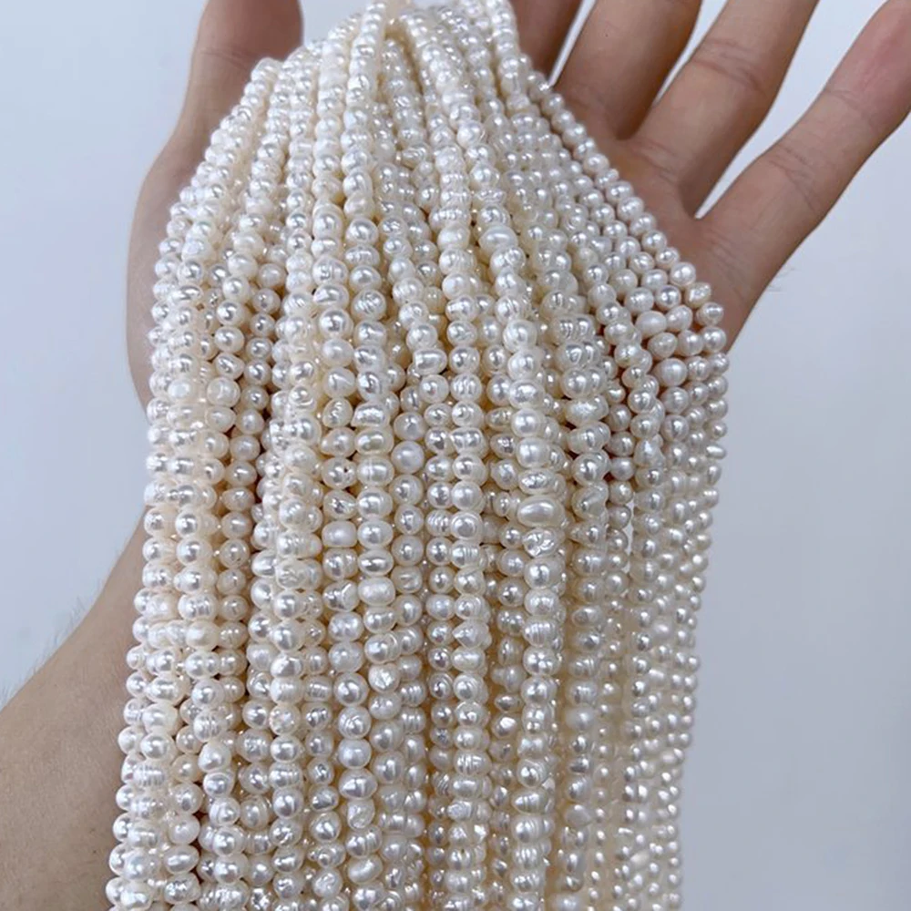 Perles d'eau douce naturelles AA de 4-5 mm, perles en vrac de haute qualité pour la fabrication de colliers élégants, de bracelets, de bijoux, d'accessoires de mariage