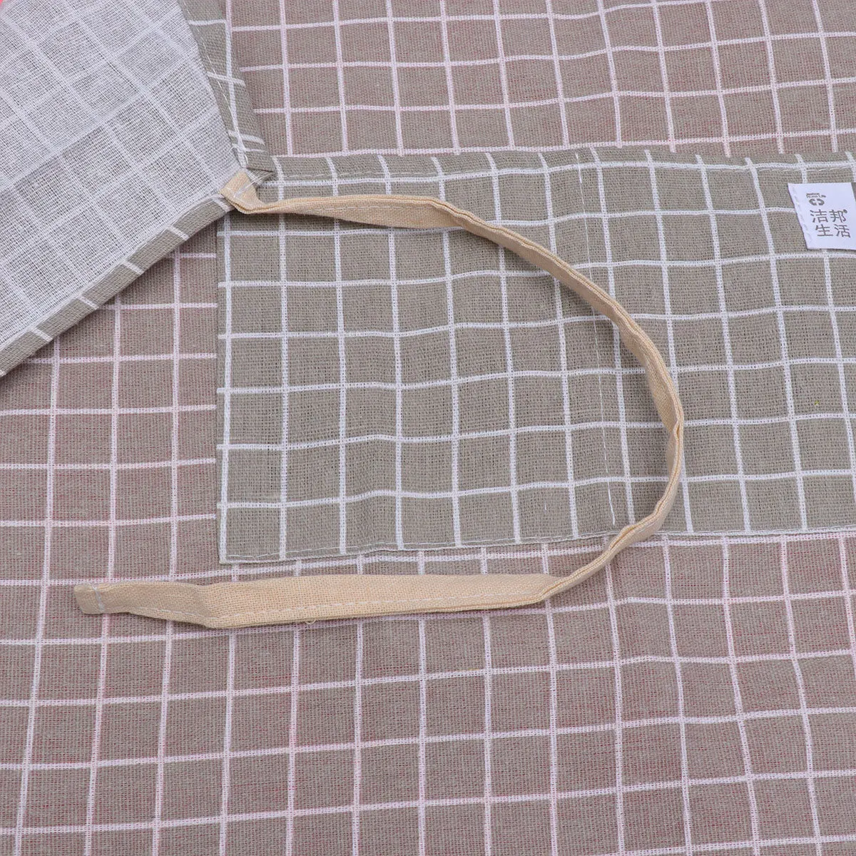 

Checkered Apron Cotton Linen Halter Cooking Smock Pockets Adjustable Neck Strap For Baking Kitchen Restaurant Grey