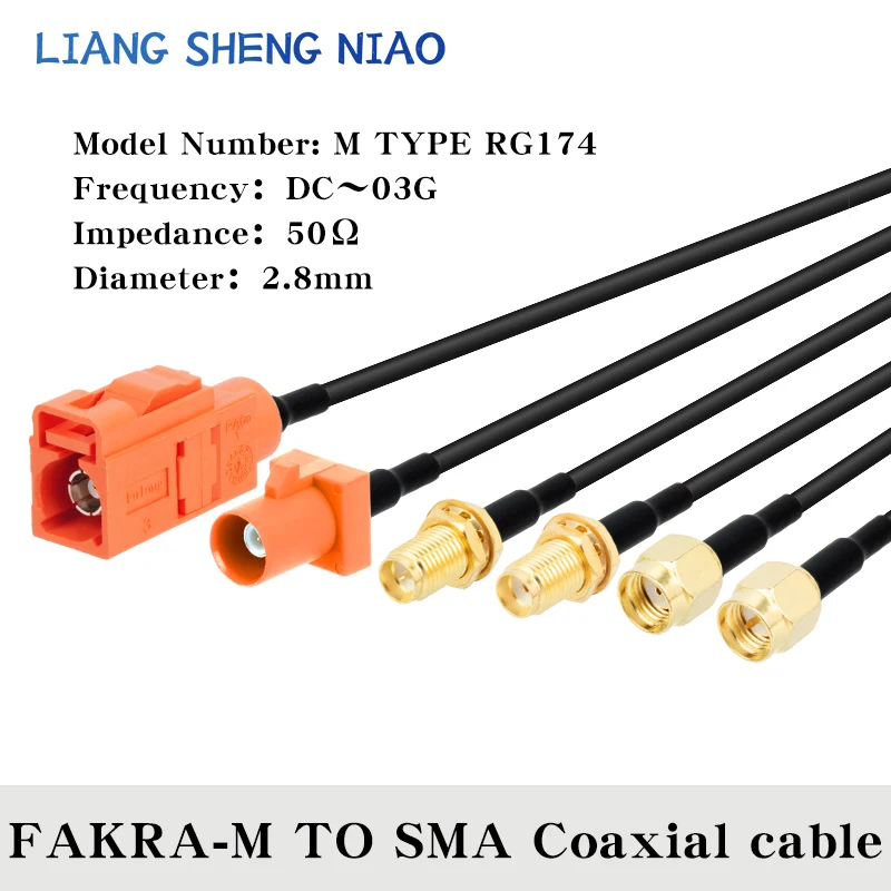 Fakra M Male/Female RG174 Coaxial Cable for Car Satellite Radio GSM Cellular Phone 50Ohm for Car Telematics Extension Cable