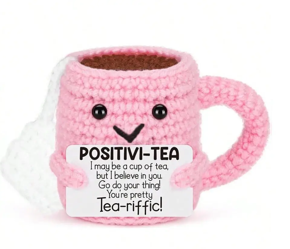 

1 шт., 6 см/2,36 дюйма, вязанные крючком розовые чайные чашки, мини-карты с орнаментом и позитивной энергией. Отправьте мужчины, женщины, друзья, дочь, рождественские подарки