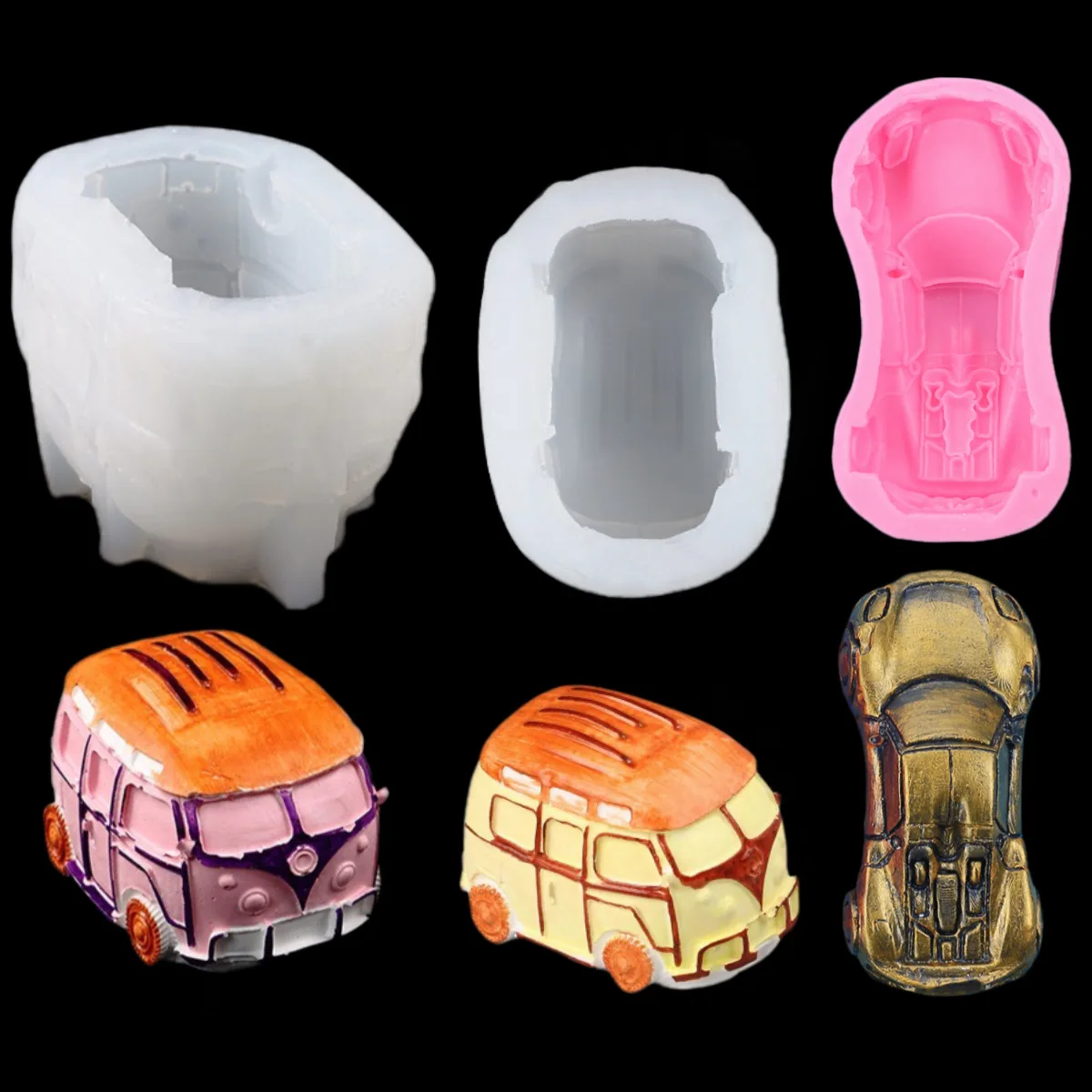 

Новая форма «сделай сам», форма для выпечки торта из помадки, мини-автобус, автомобиль, ароматическая гипсовая свеча, игровое тесто, декоративный орнамент, силиконовые формы