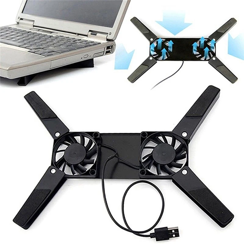 Laptop Desk Support Dual Cooling Fan Notebook Computer Stand USB Rack Holder