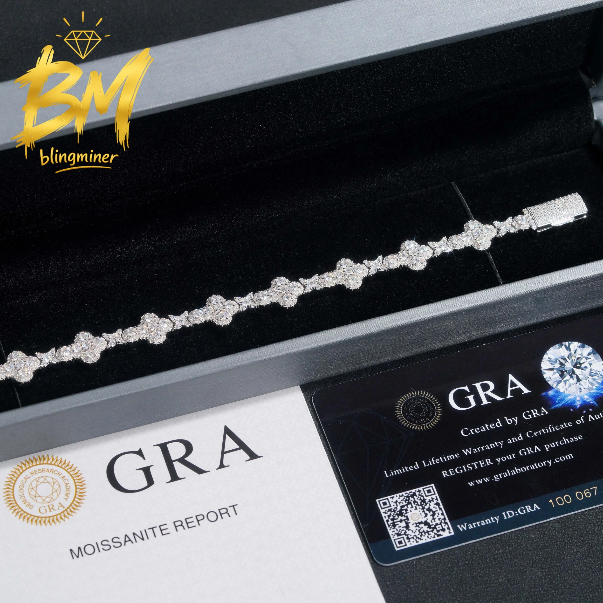 Blingminer 10mm Iced Out Cross VVS Moissanite Cuban Link Bracelet For Men Women S925 Silver Jewelry Pass Diamonds Tester Free Sh