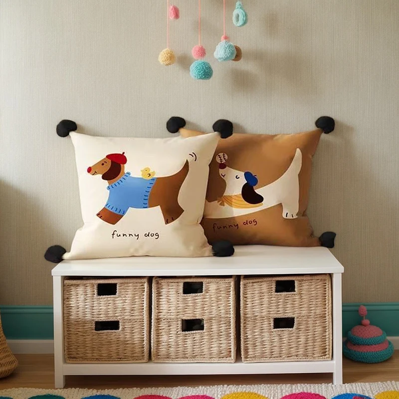 

Cute Cartoon Dog Pillow Light Luxury Throw Pillow Bedside Pillow Living Room Cushion And Sitting Cushion