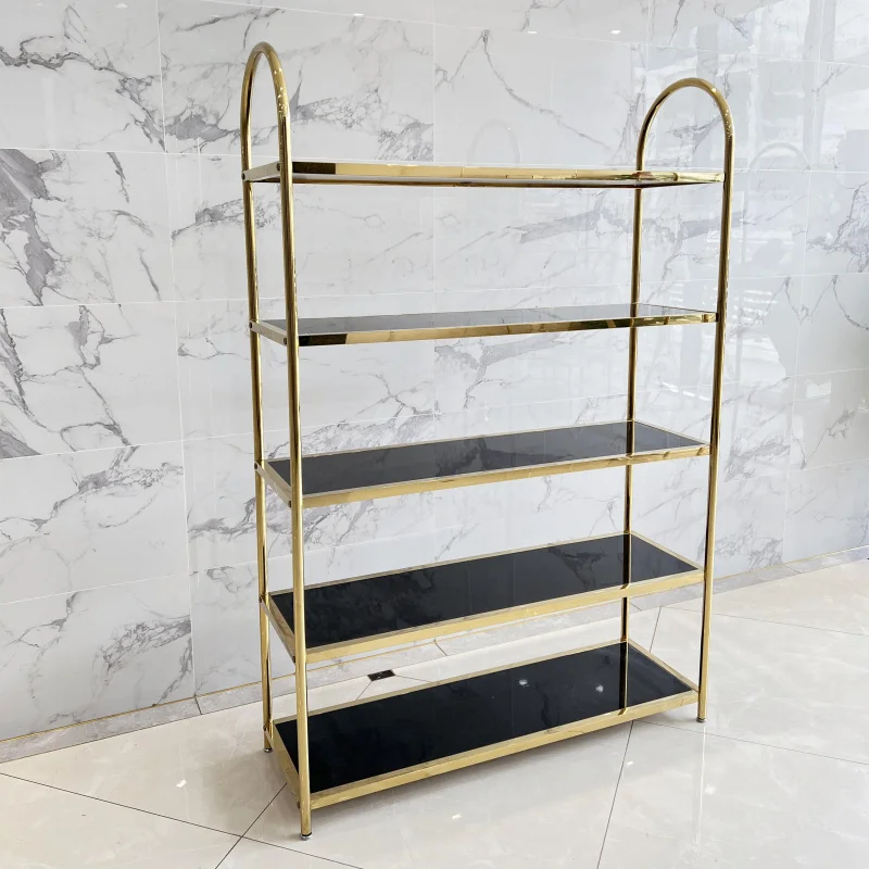 customized.Factory Customized Heavy Duty Stainless Steel Shoes Rack Stand Shiny Standing Shoes Display Shelf Shop