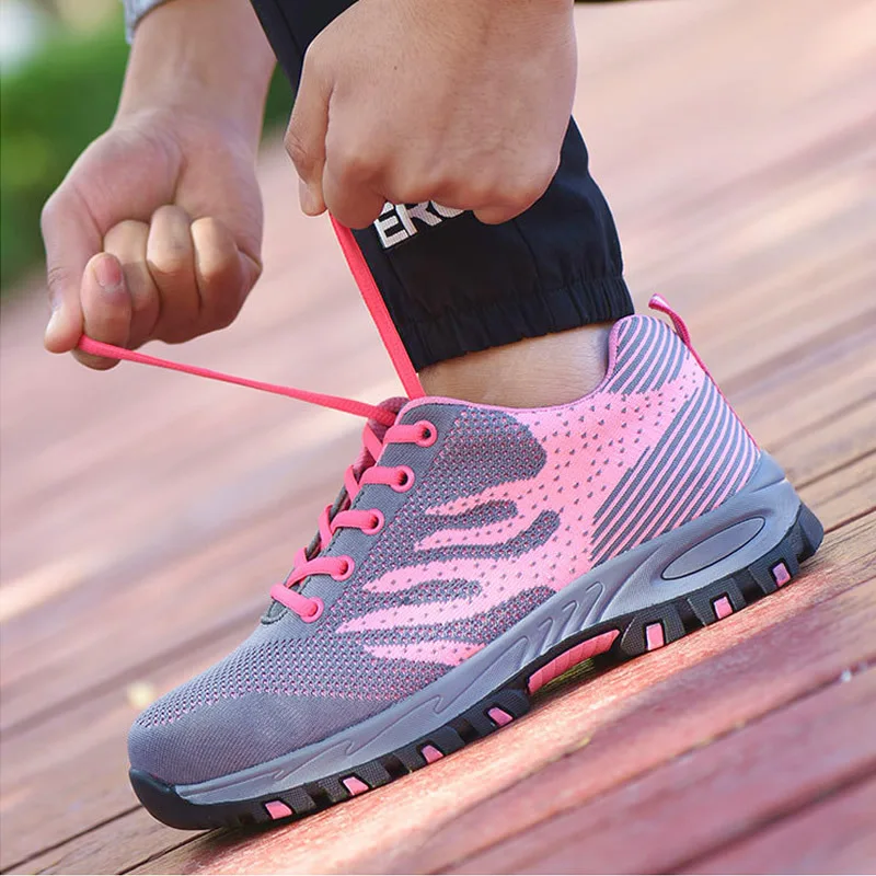 new design women's casual steel toe caps working safety shoes ladies tooling shoe breathable summer security boots safe footwear