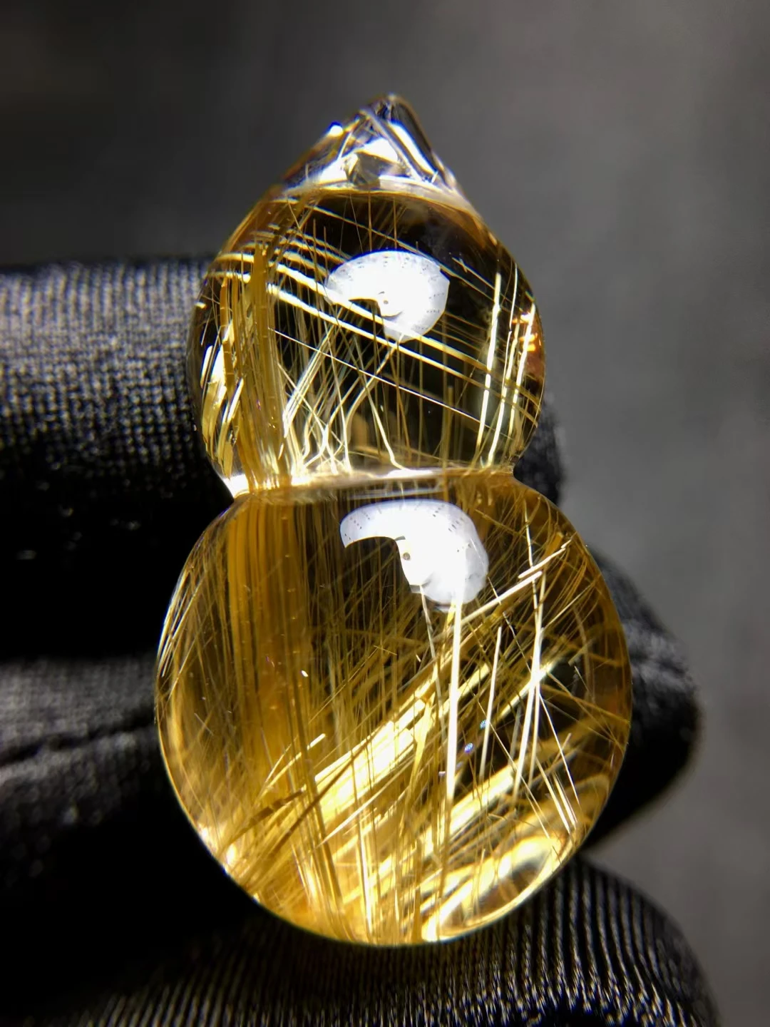 Natural Gold Rutilated Quartz Pendant Gourd Quartz Jewelry 32.8*18*14mm Cat Eye Water Drop Oval Men Women Brazil AAAAAAA