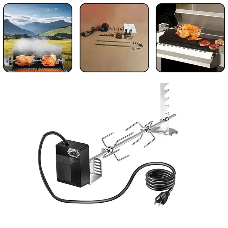 AZ-Portable Electric Grill - Deluxe Motorized Gas Grill with Rotisserie Spit, BBQ Tools & Supplies Set for Home