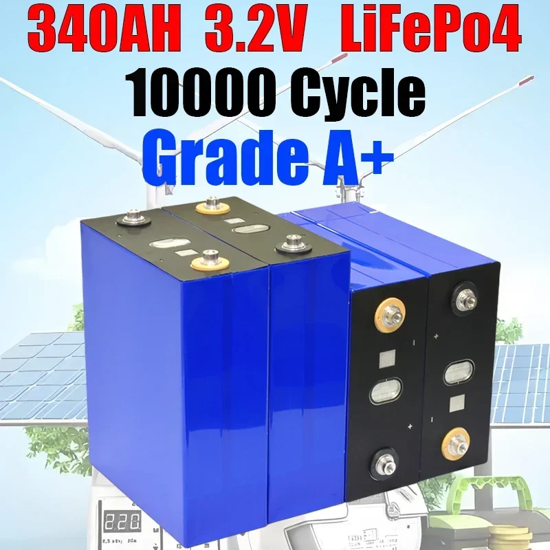 16pcs DIY 12V 24V 48V New A-grade electric vehicle ship solar system 340Ah LiFePO4 3.2V cells suitable for battery pack no tax