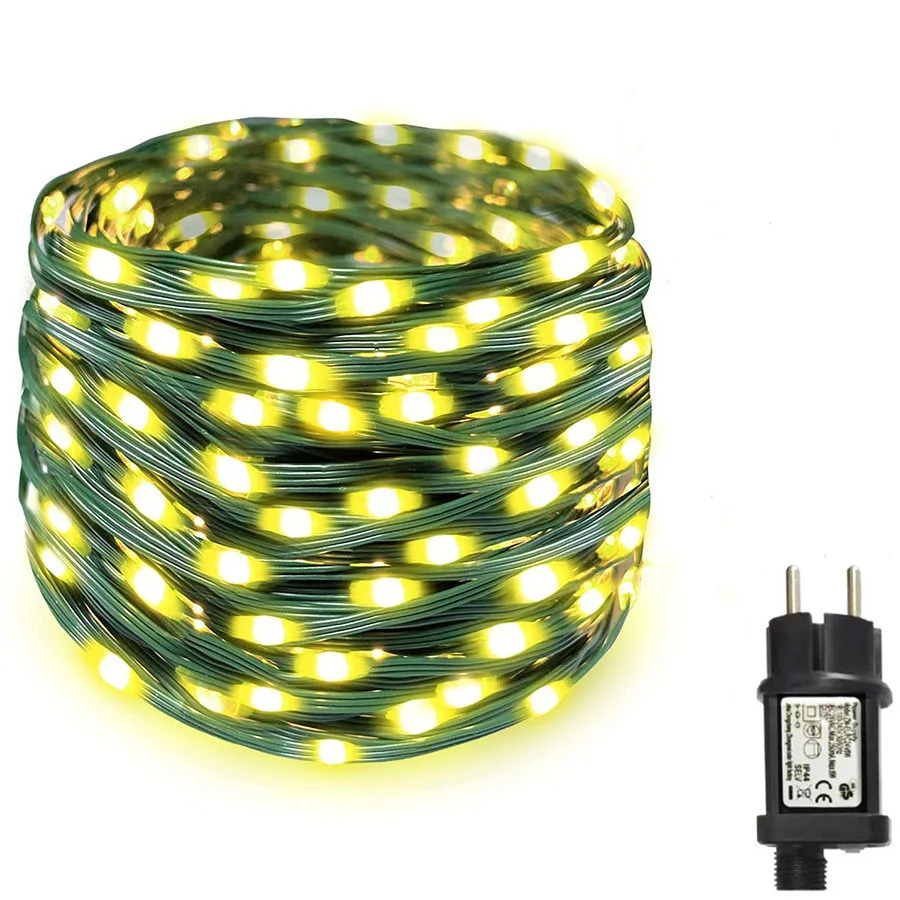 24V Waterproof Green Cable LED String Lights Outdoor 10/20/50/100M Christmas Fairy Lights Garland for Garden Wedding Party Decor