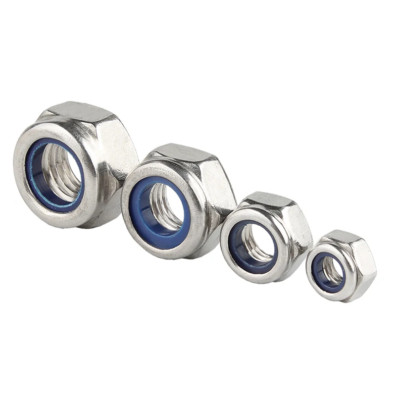 5/ 10/ 20/ 50pcs M2 M2.5 M3 M3.5 M4 M5 M6 M8 M10 M12 M14 M16 304 Stainless Steel Hex Hexagon Nylon Insert Self Lock Nuts