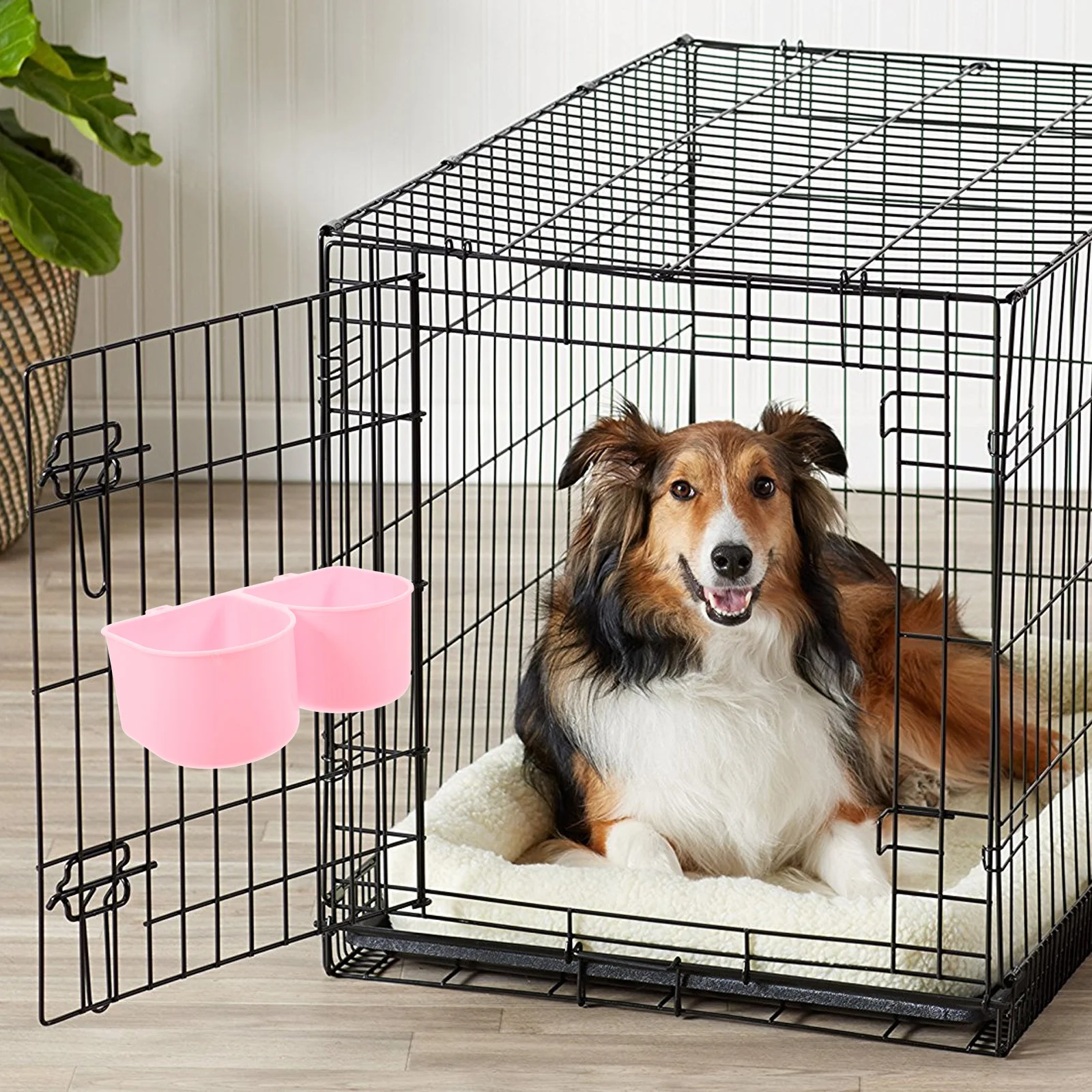 

Pet Hanging Feeding Bowl Cage Mounting Cup Splashproof Dog Crate Rabbit Bird Feeder Parakeet Small Animal Adjustable Height