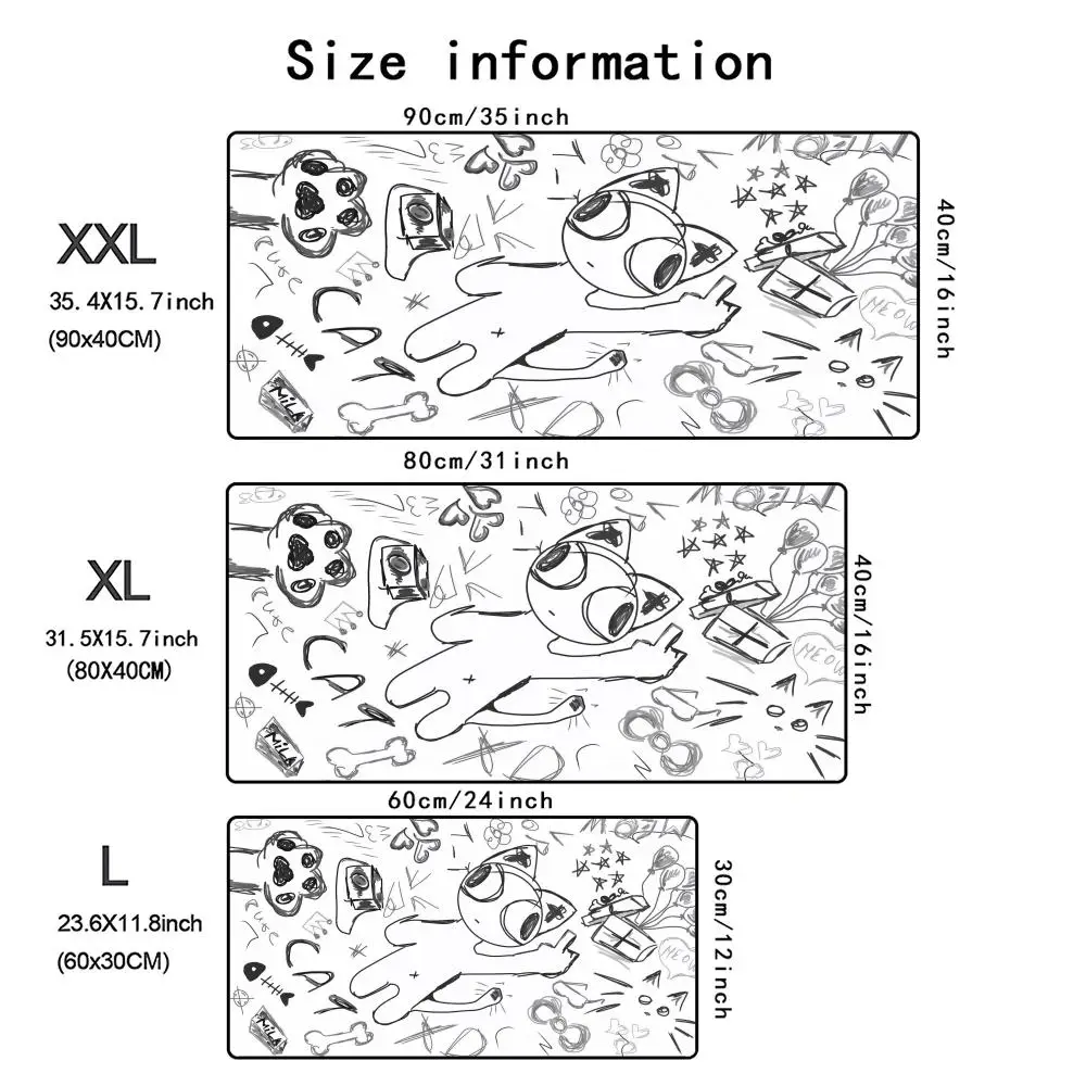 لطيف أسود القط مخالب ماوس الوسادة XXL ألعاب مكتب حصيرة كبيرة مكتب لوحة المفاتيح منصات السجاد HD طاولة حاسوب اكسسوارات مكتب طويل الحصير #4