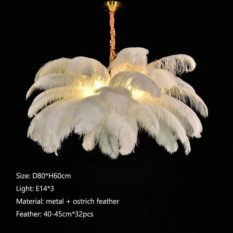 JIANKEXING Nordic Kreative Feder Kronleuchter Restaurant Wohnzimmer Schlafzimmer Hotel LED Anhänger Lampe Romantische Prinzessin Wohnkultur Beleuchtung 3