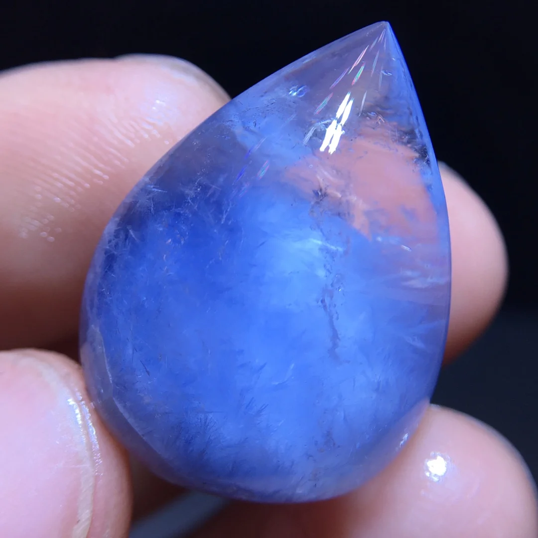 

Natural Blue Rutilated Dumortierite Quartz Pendant 25.2/19/14.5mm Clear Flower Necklace Gold Jewelry AAAAAAA