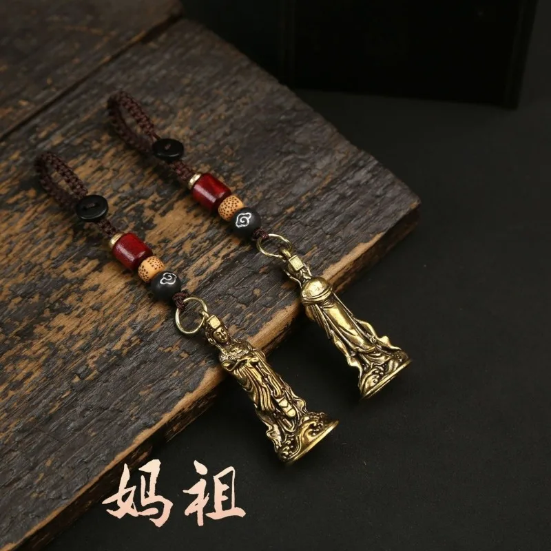 

Brass Ruyi Mazu, Car Keychain Pendant, Men's and Women's Bags, Pendants, Handicrafts, Small Ornaments, Ethnic Retro