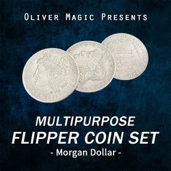 Multipurpose Flipper Coin Set (Morgan Dollar) By Oliver Magic Two Coins Instantly Become One Coin Magic Tricks Illusion Close Up