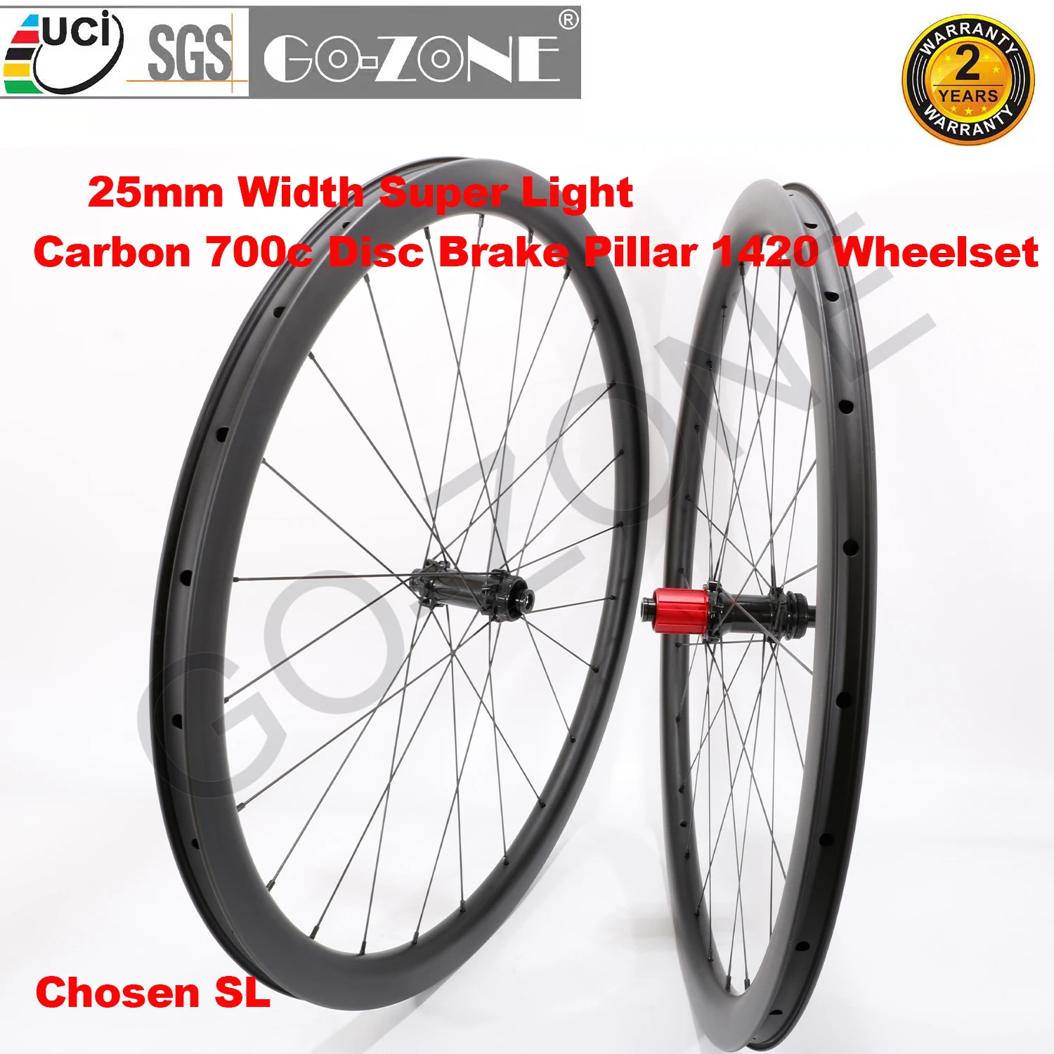 

1270g Super Light Clincher Tubeless Carbon Wheelset Disc Brake 700c UCI Quality Chosen SL Pillar 1420 24/24H Carbon Road Wheels