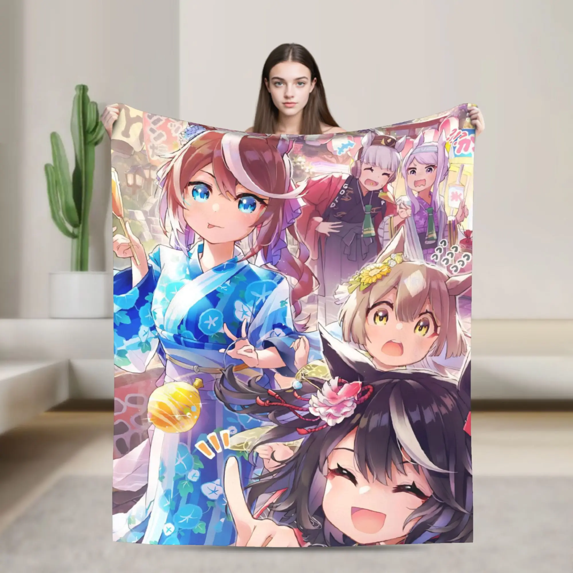 Uma Musume Pretty Derby Blankets Kawaii Animals Fleece Awesome Warm Throw Blankets for Bedspread  Winter