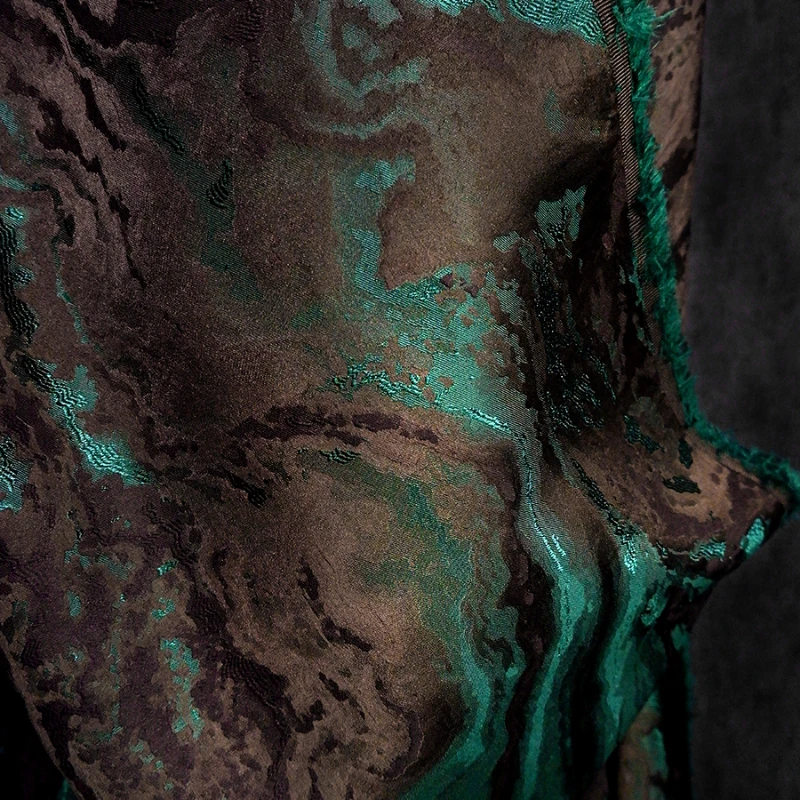 Brown Green River Ripple Pattern Three-dimensional Relief Texture Dress Autumn and Winter Coat Jacquard Designer Fabric