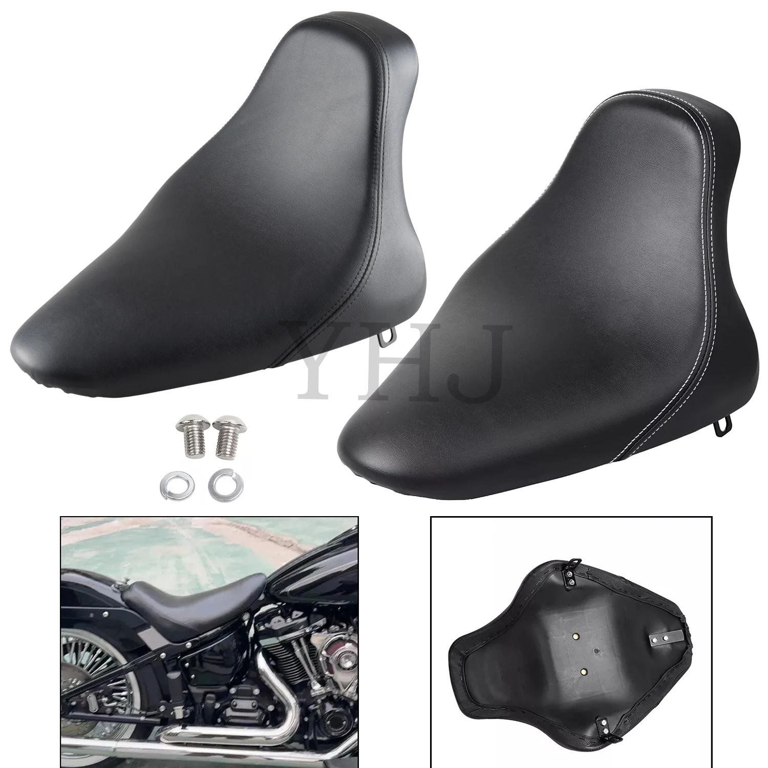 

For Harley Motorcycle Night Train Softail Heritage Fat Boy FXST FLST FLSTF 2000-2007 Black Front Driver Butt Bucket Solo Seat