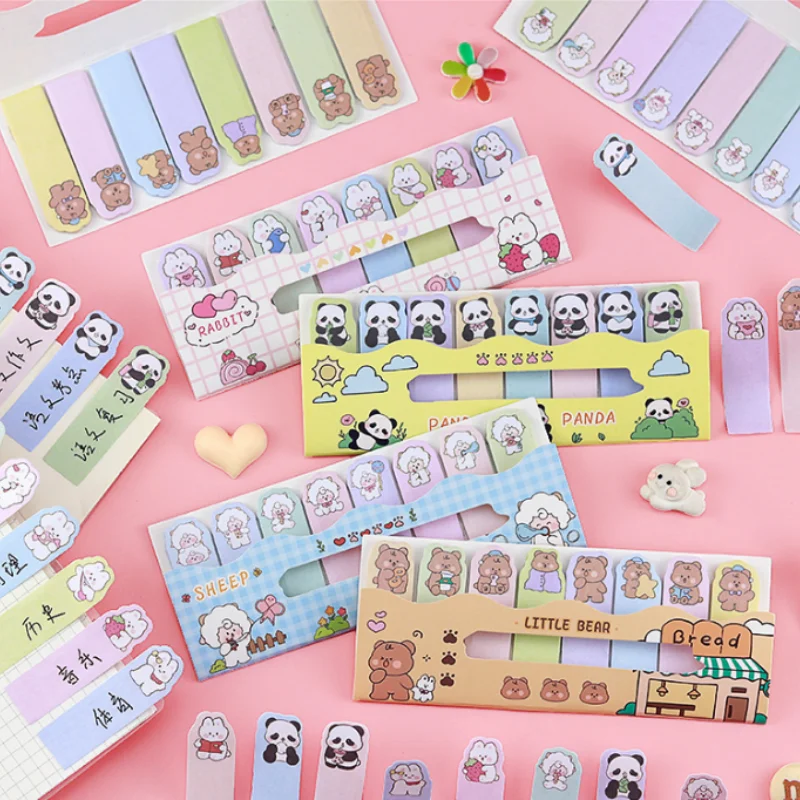 48pcs/lot Kawaii Bear Rabbit Panda Animal Index Memo Pad Cute N Times Stationery Label Notepad Bookmark Post School Supplies